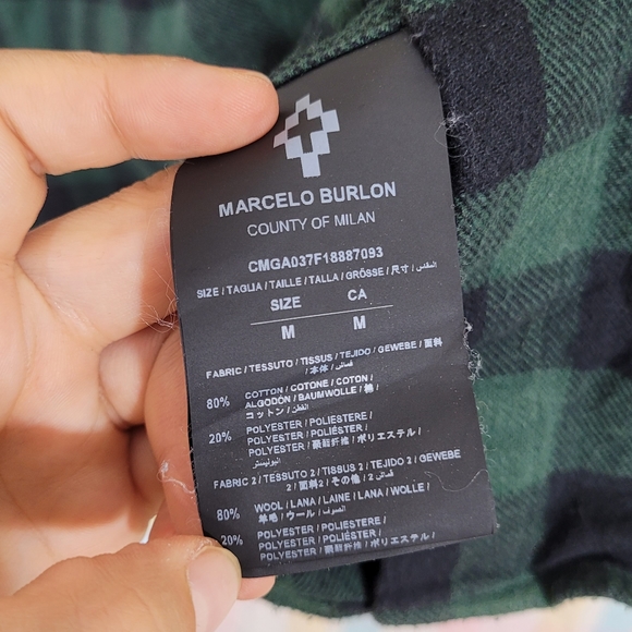 RARE Marcelo Burlon County of Milan COUNTY SCORPIO RISING flame plaid flannel - Picture 10 of 10